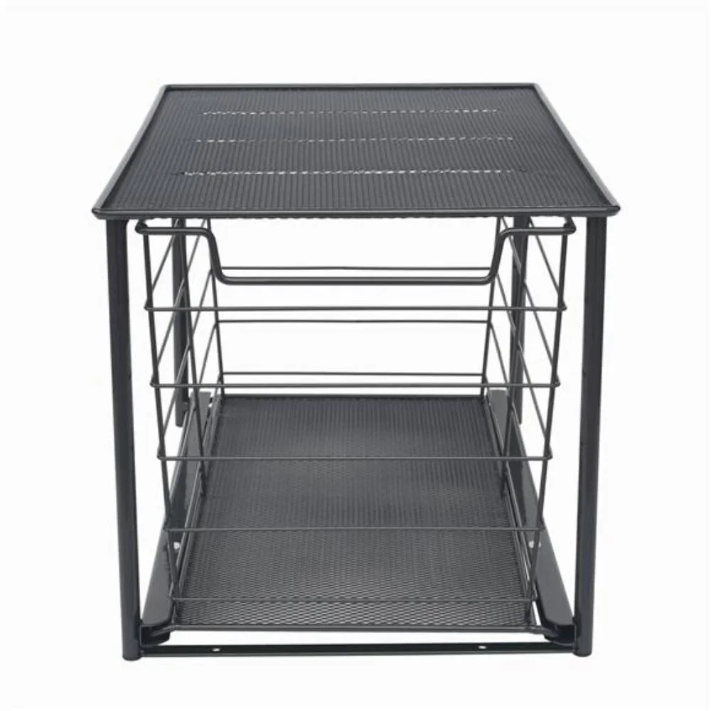 Large Stackable Slide-Out Drawer Organizer, Matte Black